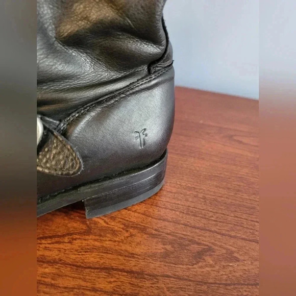 Frye Veronica Short Black Leather Popular Moto Vintage Combat Ankle Boot(6.5) - Picture 10 of 12